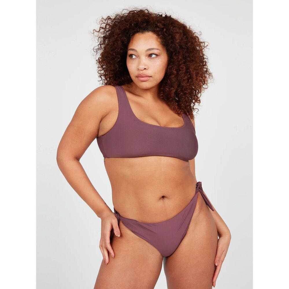 Volcom Simply Seamless Scoop Bikini Top Plus Sz 16W Purple Eggplant Swimwear New